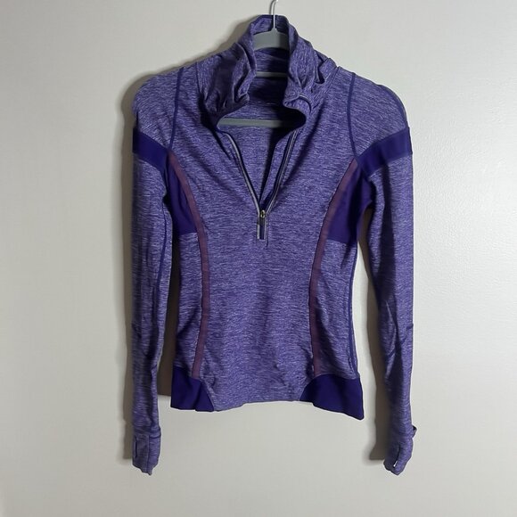 Lululemon Size 4 Quarter Zip Purple Thumbholes Running Pullover - Picture 1 of 8